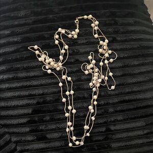 Elegant  gold three tier Freshwater Pearl Necklace